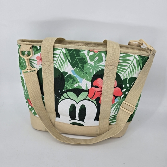 New Disney Store Mickey & Minnie Mouse Tropical insulated Tote Bag Cooler New - Picture 2 of 8
